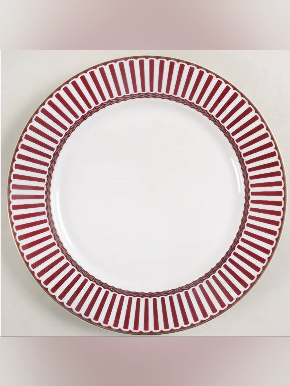 RARE Grace's Teaware 8" Red & Gold Stripe Ceramic Salad Plate Set Of 4